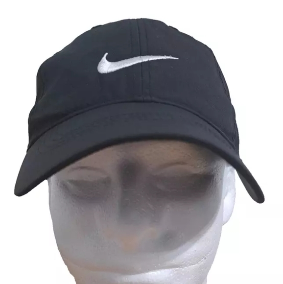 NIKE GOLF baseball cap black adjustable hat white swoosh unstructured outdoor - Picture 2 of 8